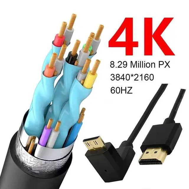 Alt view image 3 of 5 - BUCIER 3.9 Feet Mini HDMI to HDMI 4K@60Hz Coiled Cable, Upward Angle Mini HDMI 2.0 Male to HDMI 2.0 Male High Definition Adapter Converter Spiral Spring Cord, 18Gbps High Speed