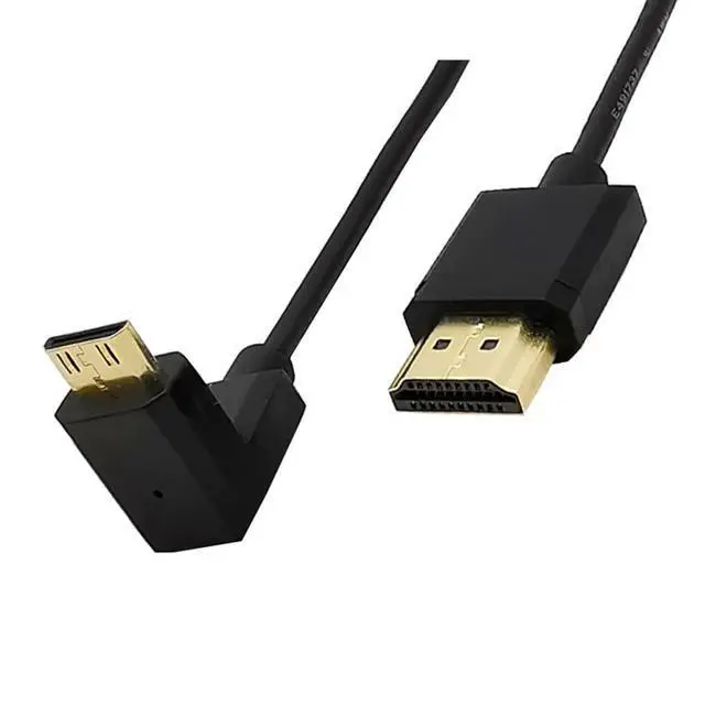 Alt view image 2 of 5 - BUCIER 3.9 Feet Mini HDMI to HDMI 4K@60Hz Coiled Cable, Upward Angle Mini HDMI 2.0 Male to HDMI 2.0 Male High Definition Adapter Converter Spiral Spring Cord, 18Gbps High Speed