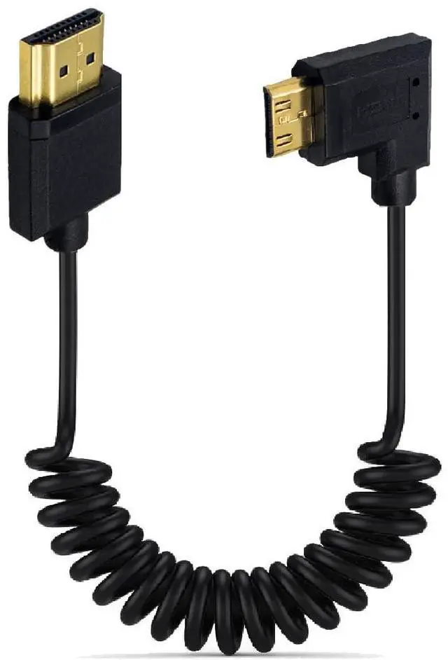 Main image of BUCIER 3.9 Feet Mini HDMI to HDMI 4K@60Hz Coiled Cable,Left Angle Mini HDMI 2.0 Male to HDMI 2.0 Male High Definition Adapter Converter Spiral Spring Cord, 18Gbps High Speed