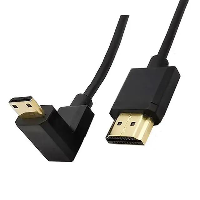 Alt view image 2 of 6 - BUCIER 3.9 Feet Mini HDMI to HDMI 4K@60Hz Coiled Cable, Downward Angle Mini HDMI 2.0 Male to HDMI 2.0 Male High Definition Adapter Converter Spiral Spring Cord, 18Gbps High Speed
