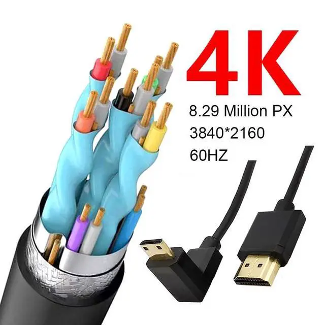 Alt view image 3 of 6 - BUCIER 3.9 Feet Mini HDMI to HDMI 4K@60Hz Coiled Cable, Downward Angle Mini HDMI 2.0 Male to HDMI 2.0 Male High Definition Adapter Converter Spiral Spring Cord, 18Gbps High Speed