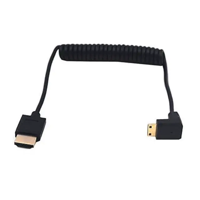 Alt view image 6 of 6 - BUCIER 3.9 Feet Mini HDMI to HDMI 4K@60Hz Coiled Cable, Downward Angle Mini HDMI 2.0 Male to HDMI 2.0 Male High Definition Adapter Converter Spiral Spring Cord, 18Gbps High Speed