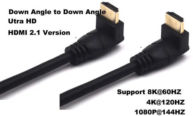 Alt view image 4 of 5 - BUCIER 2 Feet 48Gbps HDMI 8K@60Hz Ultra HD Cable, Down Angle Male to Down Angle Male HDMI 2.1 High Speed Shield Cord for Xbox TV PS4 PS5 Switch, Support 4K@120Hz, 3D Dynamic HDR