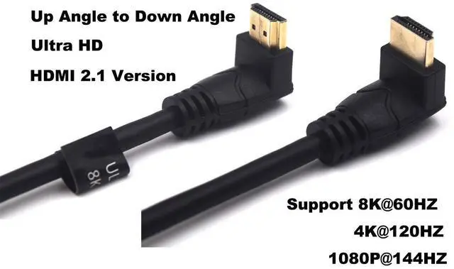 Alt view image 6 of 7 - BUCIER 2 Feet 48Gbps HDMI 8K@60Hz Ultra HD Cable, Up Angle Male to Down Angle Male HDMI 2.1 High Speed Shield Cord for Xbox TV PS4 PS5 Switch, Support 4K@120Hz, 3D Dynamic HDR