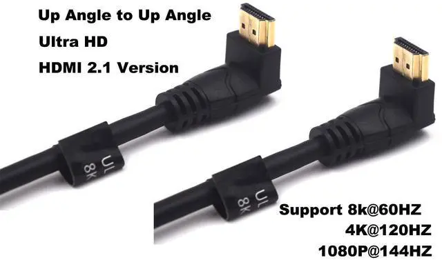 Alt view image 5 of 6 - BUCIER 2 Feet 48Gbps HDMI 8K@60Hz Ultra HD Cable, Up Angle Male to Up Angle Male HDMI 2.1 High Speed Shield Cord for Xbox TV PS4 PS5 Switch, Support 4K@120Hz, 3D Dynamic HDR