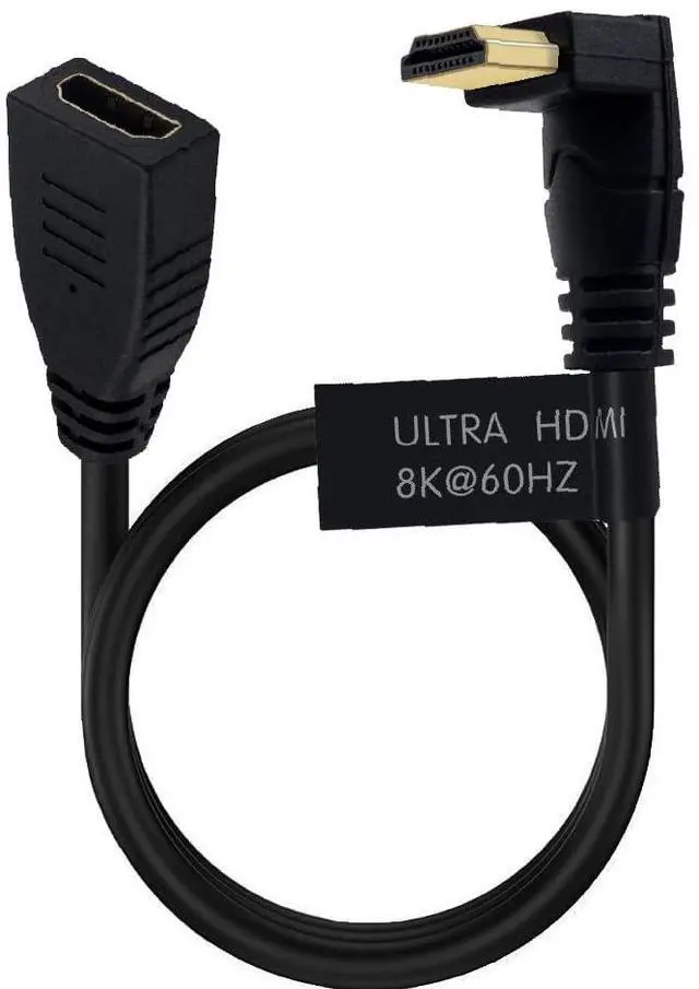Main image of BUCIER 2 Feet 48Gbps HDMI 8K@60Hz Extension Ultra HD Cable, Straight Female to Down Angle Male HDMI 2.1 Extender High Speed Shield Cord for Xbox TV PS4 PS5 Switch, Support 4K@120Hz, 3D Dynamic HDR