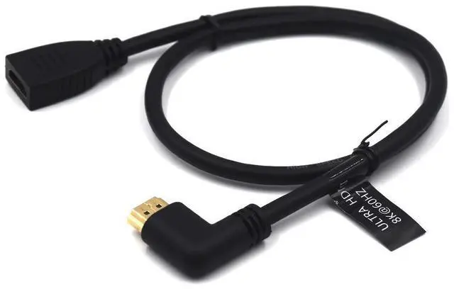 Alt view image 5 of 7 - BUCIER 2 Feet 48Gbps HDMI 8K@60Hz Extension Ultra HD Cable, Straight Female to Left Angle Male HDMI 2.1 Extender High Speed Shield Cord for Xbox TV PS4 PS5 Switch, Support 4K@120Hz, 3D Dynamic HDR