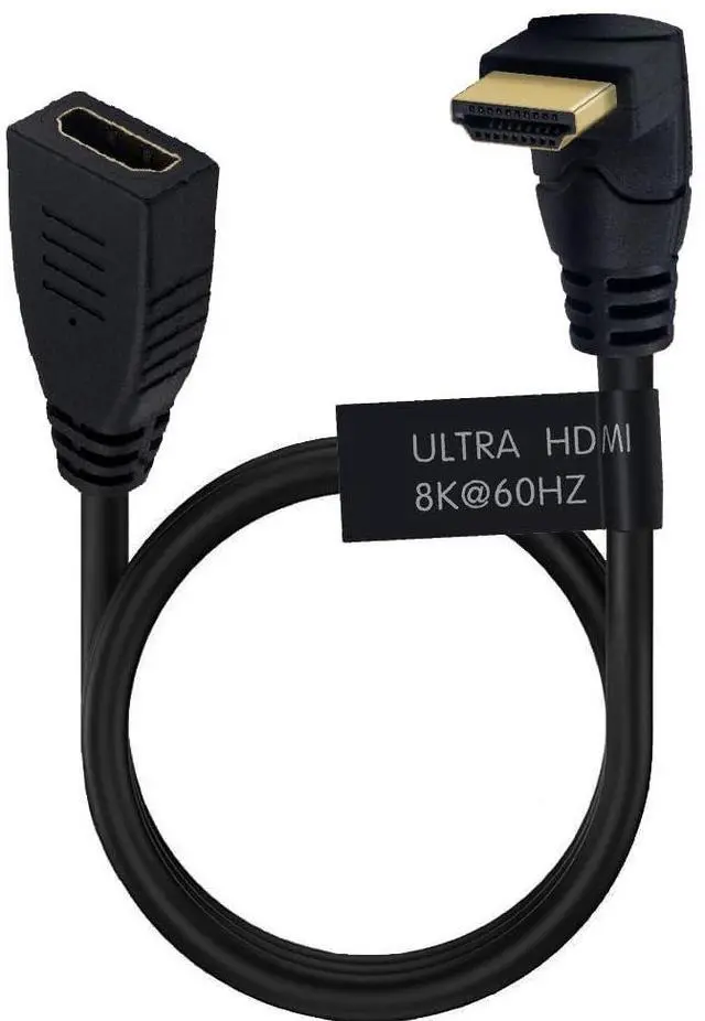 Main image of BUCIER 2 Feet 48Gbps HDMI 8K@60Hz Extension Ultra HD Cable, Straight Female to Up Angle Male HDMI 2.1 Extender High Speed Shield Cord for Xbox TV PS4 PS5 Switch, Support 4K@120Hz, 3D Dynamic HDR