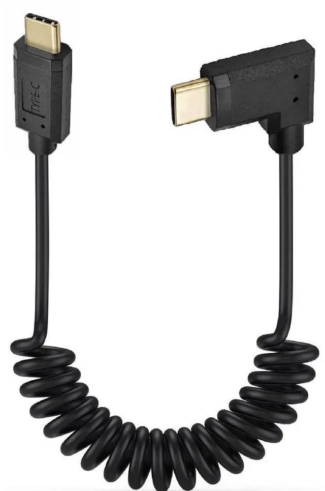 Main image of BUCIER USB 3.1 Type C Cable, 1.8M (5.9ft), Coiled Spring Spiral, 3A & 10Gbps Sync Charging & Data Cord, Compatible with Smartphone, Double Straight Heads or 90 Degree Left & Right Angle