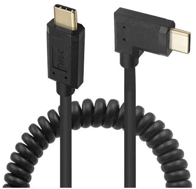 Alt view image 3 of 6 - BUCIER USB 3.1 Type C Cable, 1.8M (5.9ft), Coiled Spring Spiral, 3A & 10Gbps Sync Charging & Data Cord, Compatible with Smartphone, Double Straight Heads or 90 Degree Left & Right Angle