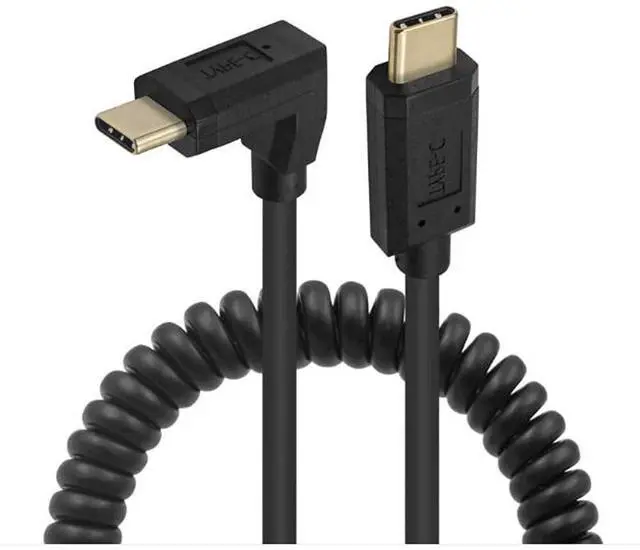 Alt view image 3 of 5 - BUCIER 6 Feet 3A & 10Gbps USB 3.1 Type C Coiled Cable, Straight Male to UP & Down Angle Male USB C Sync Charging & Data Transferring High Speed Spring Spiral Cord, 4K@60hz AV Monitor Cable