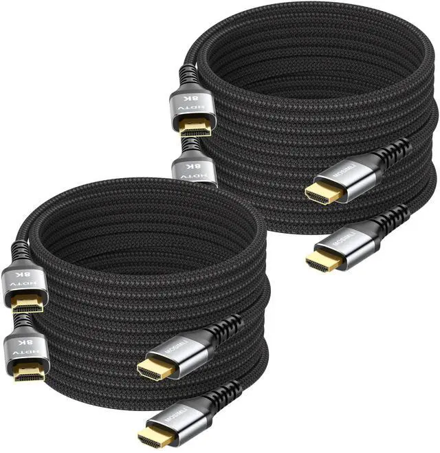 Main image of BUCIER 8K HDMI Cable 10 FT 4-Pack, HDMI 2.1 Gaming Cord, Support 8K@60Hz, 4K@120Hz, Dynamic HDR10+, SBTM, VRR, QFT, ALLM, 3D, HDCP 2.3 for PS5, Xbox, Nintendo Switch, TV, PC, Monitor, Graphics Card