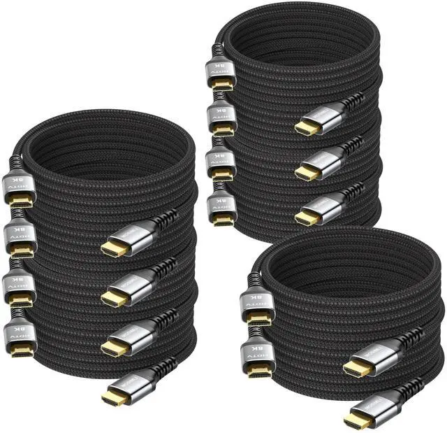 Main image of BUCIER 8K HDMI Cable 10 FT 10-Pack, HDMI 2.1 Gaming Cord, Support 8K@60Hz, 4K@120Hz, Dynamic HDR10+, SBTM, VRR, QFT, ALLM, 3D, HDCP 2.3 for PS5, Xbox, Nintendo Switch, TV, PC, Monitor, Graphics Card