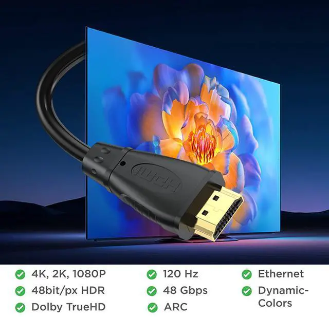 Alt view image 2 of 7 - BUCIER HDMI Cable 6 FT 5-Pack, 4K@60Hz ARC/eARC HDMI 2.0 Cable for Soundbar, High Speed HDMI Cable for HDCP 2.2, HDR, TV, PS4, PS5, Xbox, Roku, Gaming, Computer, Monitor and More