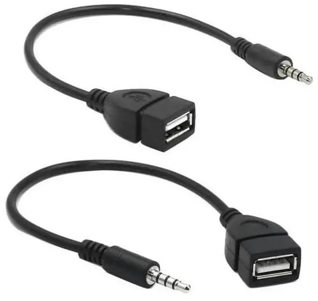 Main image of BUCIER 2-Pack AUX to USB Adapter, 3.5mm Male Audio Jack to USB 2.0 Female Converter for Car Gold-Plated Anti-Interference Cable for Playing Music from U Disk