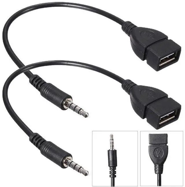 Alt view image 7 of 7 - BUCIER 2-Pack AUX to USB Adapter, 3.5mm Male Audio Jack to USB 2.0 Female Converter for Car Gold-Plated Anti-Interference Cable for Playing Music from U Disk