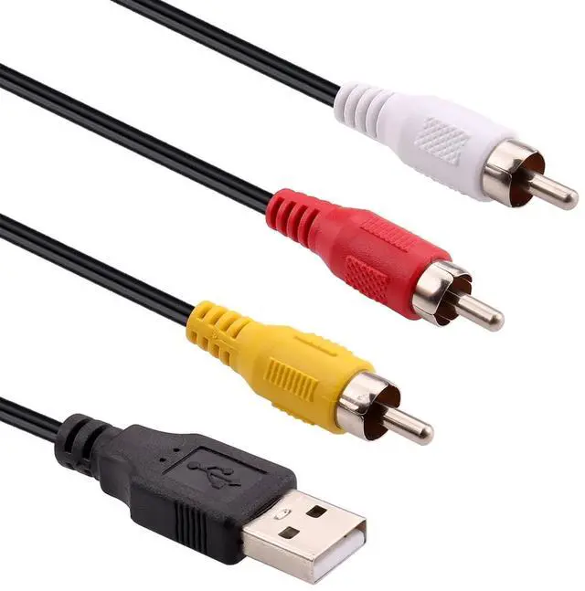 Main image of BUCIER USB to RCA Cable 5FT, USB 2.0 A Female to 3 RCA Female Adapter Cord AV Composite Cord for DVDs, Digital Cameras, Camcorder Connecting to TV/PC/Computer