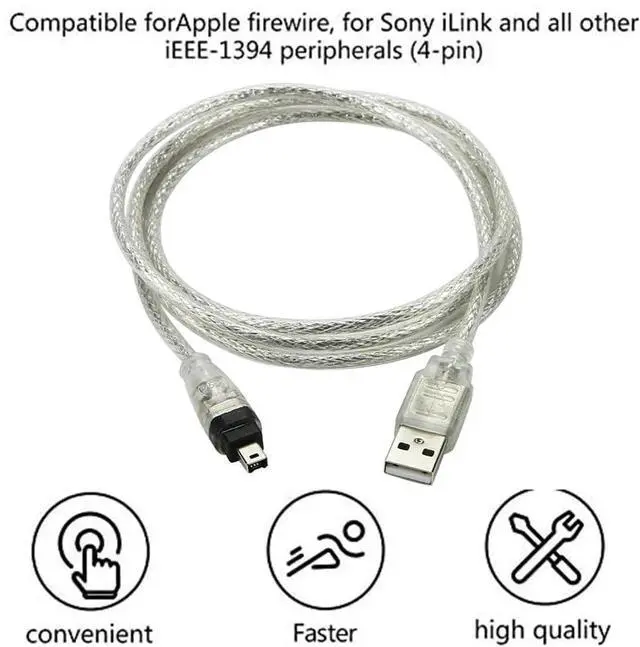 Alt view image 6 of 7 - BUCIER 1.5m USB to IEEE 1394 Firewire 4 Pin Adapter Cable Converter Cord for iLink