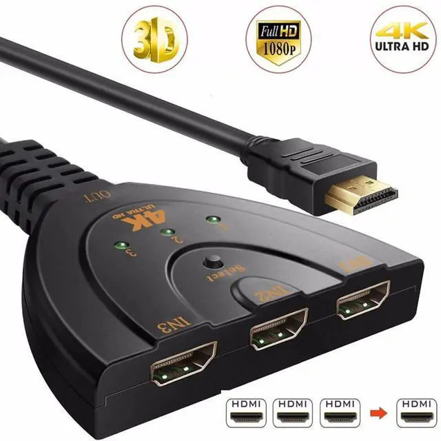 Alt view image 2 of 7 - BUCIER HDMI Splitter Adapter Cable, 1080P HDMI Splitter 3 in 1 Out, HDMI Male to 2 HDMI Female 1 to 2 Way Splitter Cable for HDTV, LCD Monitor and Projectors