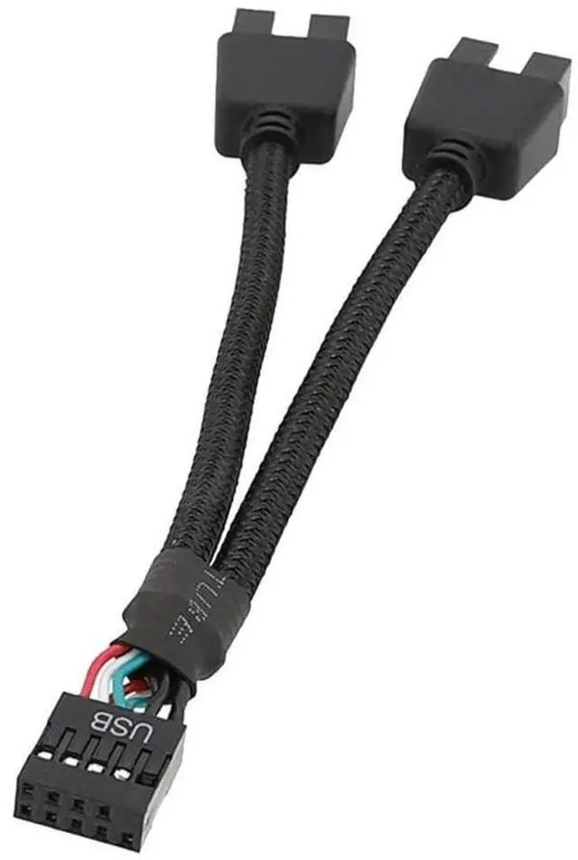 Main image of BUCIER 1 Pack Motherboard 9 Pin USB 2.0 to Dual 9 Pin Extension Splitter, Motherboard USB Splitter 9 Pin Header Cable, USB2.0 Header Splitter for Internal Computer Motherboard (Braided Black)
