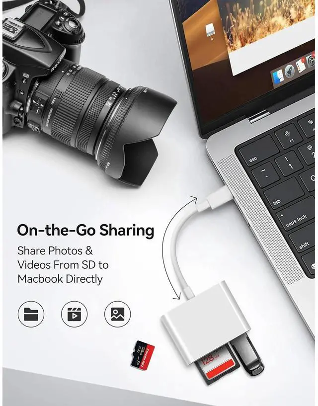 Alt view image 3 of 7 - BUCIER USB C to SD Card Reader, SD Card Adapter with SD MicroSD USB 3 Ports, USBC Memory Card Reader for 15 Pro Max, Pro/Air/Mini, Mac, MacBook Pro/Air, and More USB-C/Type C Devices