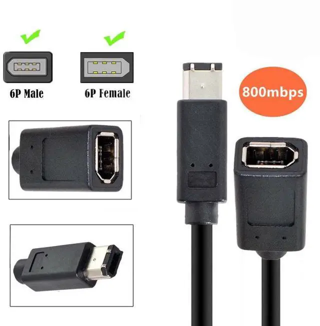 Alt view image 3 of 7 - BUCIER IEEE 1394 6Pin Firewire to 1394a 6Pin Female to Male Extension Data Video Capture Card Support 400 to 400 Cable 20cm