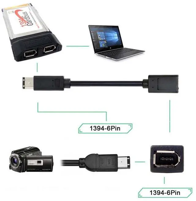 Alt view image 5 of 7 - BUCIER IEEE 1394 6Pin Firewire to 1394a 6Pin Female to Male Extension Data Video Capture Card Support 400 to 400 Cable 20cm