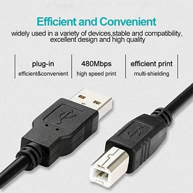 Alt view image 6 of 7 - BUCIER USB 2.0 Printer Cable to Computer USB Printer Scanner Cable High Speed A Male to B Male Cord Compatible with HP, Epson, Lexmark, Xerox, Samsung (10M)