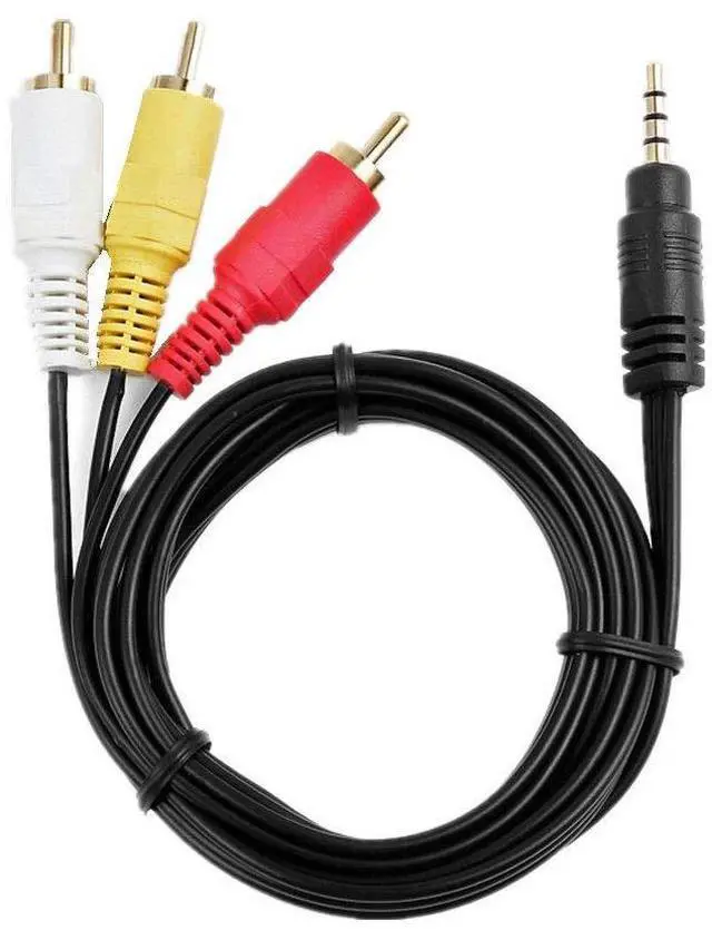 Alt view image 2 of 5 - BUCIER 5ft Long Mini 3.5mm 4-din AV Plug Male to 3 RCA AV Male A/V TV Audio Video Cable Cord Lead for Sony Handycam Camcorder DCR-TRV240 DCR-TRV140 DCR-TRV130 DCR-TRV120 e