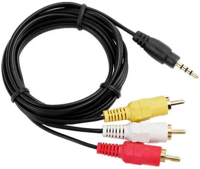Alt view image 3 of 5 - BUCIER 5ft Long Mini 3.5mm 4-din AV Plug Male to 3 RCA AV Male A/V TV Audio Video Cable Cord Lead for Sony Handycam Camcorder DCR-TRV240 DCR-TRV140 DCR-TRV130 DCR-TRV120 e