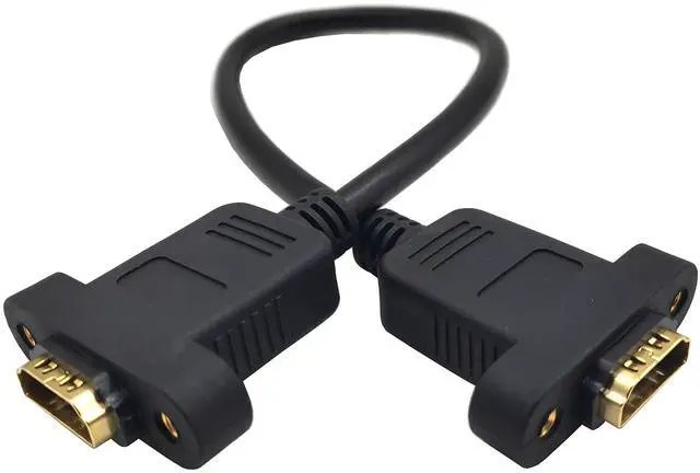 Alt view image 2 of 5 - BUCIER Panel Mount HDMI 2.0 Female to Female Extension Cable High Speed Support 4K Resolution for Blu Ray Player, 3D TV, Roku, Xbox360,Black (1FT/0.3M)