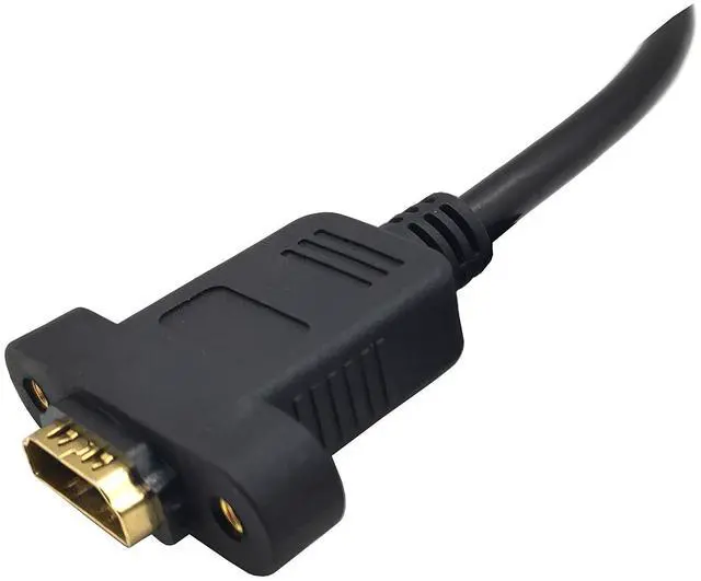 Alt view image 3 of 7 - BUCIER Panel Mount HDMI Extension Cable, 1.6Ft/50cm High Speed HDMI Female to Male Cable with Screw Nut Support 4K Resolution for Blu Ray Player, 3D TV, Roku, Xbox360(Black) (Right-Angled)