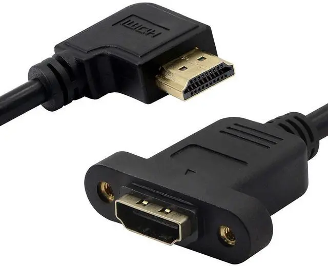 Alt view image 6 of 7 - BUCIER Panel Mount HDMI Extension Cable 1.6Ft/50CM High Speed HDMI 2.0 Female to Male Cable with Screw Nut Support 4K Resolution for Blu Ray Player, 3D TV, Roku, Xbox360(Left-Angled)