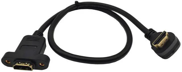 Alt view image 2 of 7 - BUCIER Panel Mount HDMI Extension Cable 1.6Ft/50CM High Speed HDMI 2.0 Female to Male Cable with Screw Nut Support 4K Resolution for Blu Ray Player, 3D TV, Roku, Xbox360(Up-Angled)
