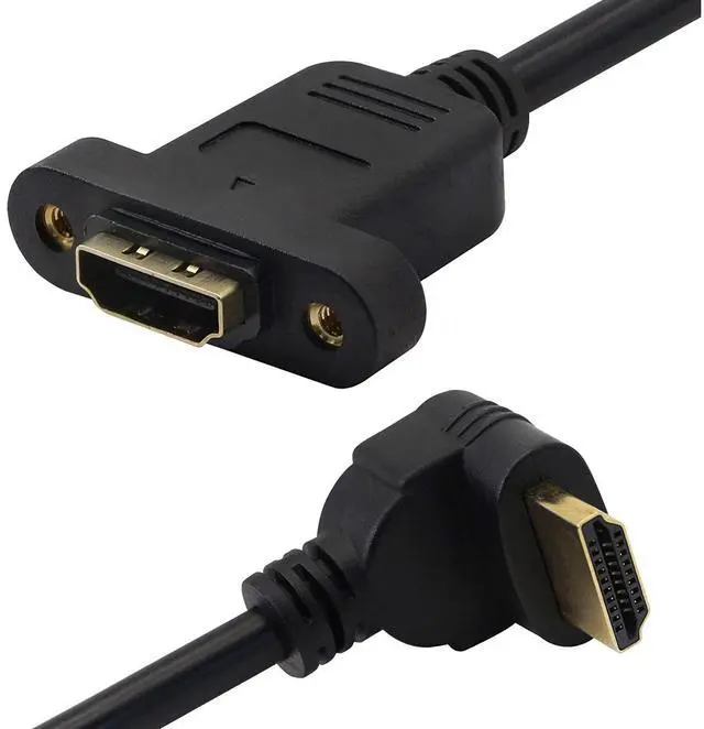 Alt view image 5 of 7 - BUCIER Panel Mount HDMI Extension Cable 1.6Ft/50CM High Speed HDMI 2.0 Female to Male Cable with Screw Nut Support 4K Resolution for Blu Ray Player, 3D TV, Roku, Xbox360(Up-Angled)