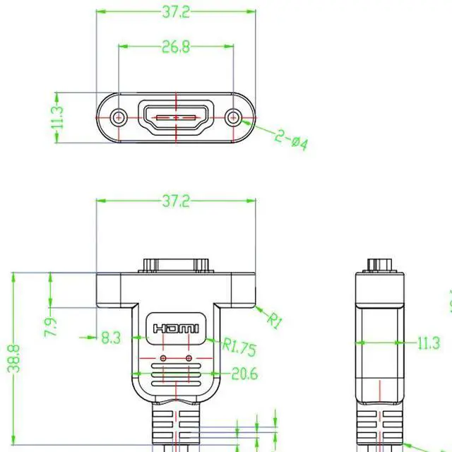 Alt view image 4 of 6 - BUCIER Panel Mount HDMI Extension Cable High Speed HDMI Male to Female Extension Cable with Screw Nut Support 4K Resolution for Blu Ray Player, 3D TV, Roku, Xbox360,Black (1 FT/30 CM)