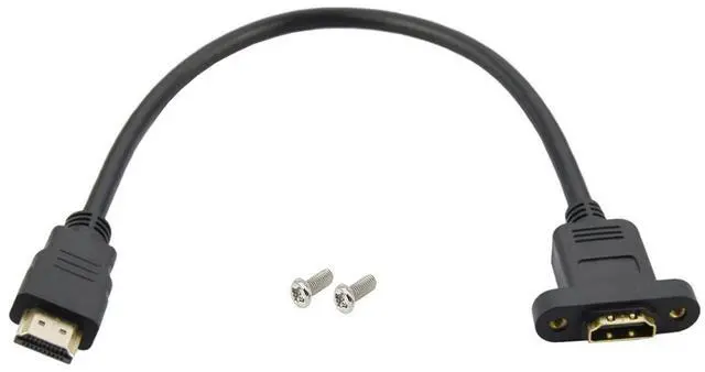 Alt view image 3 of 6 - BUCIER Panel Mount HDMI Extension Cable High Speed HDMI Male to Female Extension Cable with Screw Nut Support 4K Resolution for Blu Ray Player, 3D TV, Roku, Xbox360,Black (1 FT/30 CM)