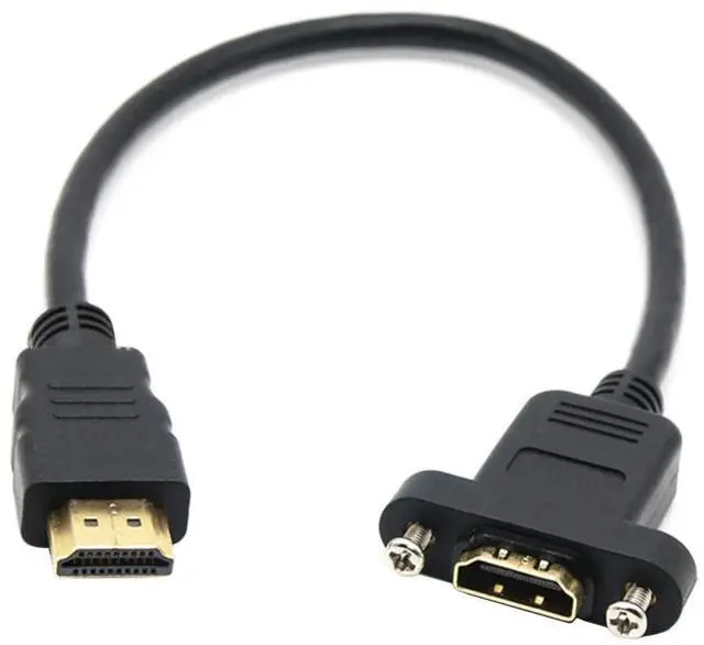 Alt view image 5 of 6 - BUCIER Panel Mount HDMI Extension Cable High Speed HDMI Male to Female Extension Cable with Screw Nut Support 4K Resolution for Blu Ray Player, 3D TV, Roku, Xbox360,Black (1 FT/30 CM)