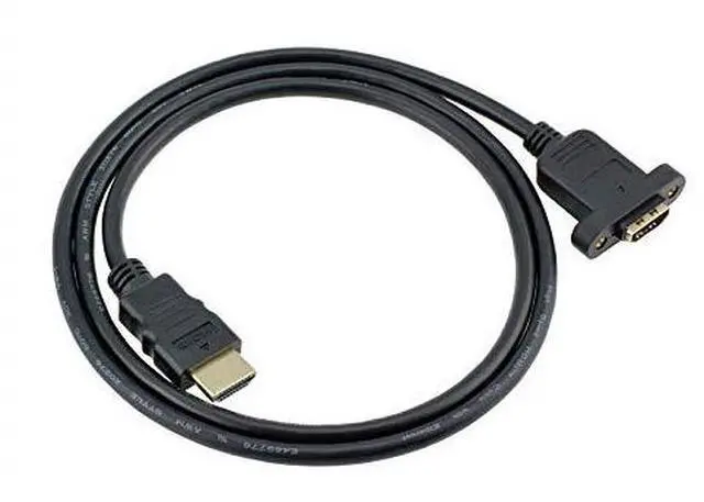 Alt view image 3 of 5 - BUCIER Panel Mount HDMI Extension Cable High Speed HDMI Male to Female Extension Cable with Screw Nut Support 4K Resolution for Blu Ray Player, 3D TV, Roku, Xbox360,Black (3.3FT/1M)