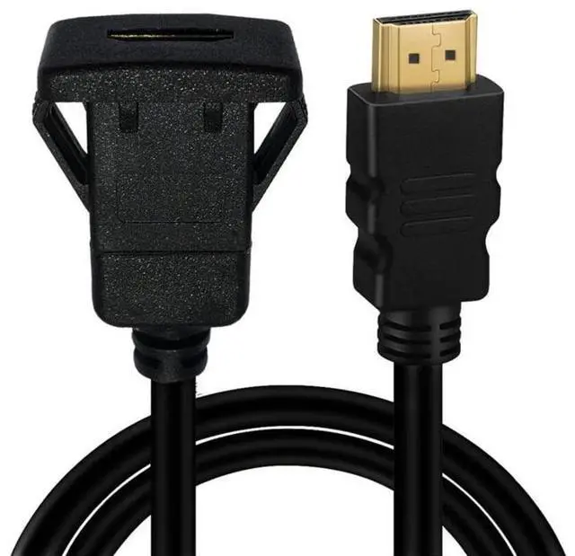 Alt view image 2 of 5 - BUCIER HDMI Square Flush Mount Cable, HDMI Male to Female Mount Extension Cable, Dash Flush Panel Mount Cable for Car, Boat and Motorcycle 1M/3Ft