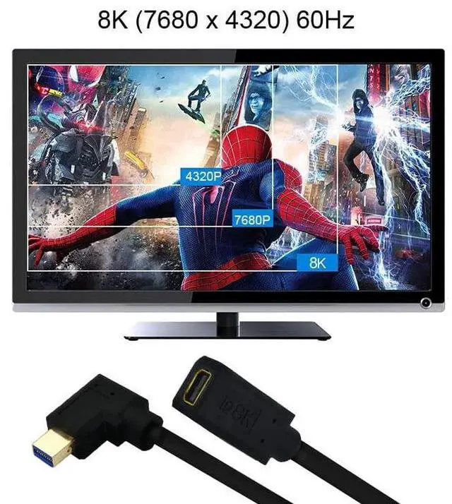 Alt view image 5 of 5 - BUCIER Mini DisplayPort Extension Cable, 1FT 90 Degree Mini DisplayPort (Mini DP) Male to Female 8K 1.4 Video Extension Cord with HBR2 support for with Mini DP PC/Laptop (Left Angle)