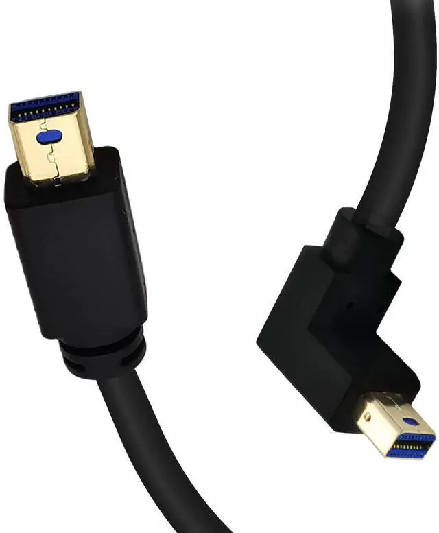 Alt view image 4 of 7 - BUCIER Mini DisplayPort Cable, 1FT 90 Degree Left Angled 8K Mini DisplayPort (Mini DP) Male to Male 8K Extension Cord for with Mini DP PC/Laptop (Down Angle)