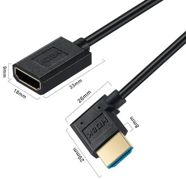 Alt view image 3 of 7 - BUCIER 8K HDMI Extension Cable, 4Ft Coiled HDMI 2.1 Male to Female 90 Degree Angle Spiral Extender Cord, High Speed Supports 48Gbps 8K@60 for Camera, Camcorder, Monitor TV, PC and More (Right Angle)