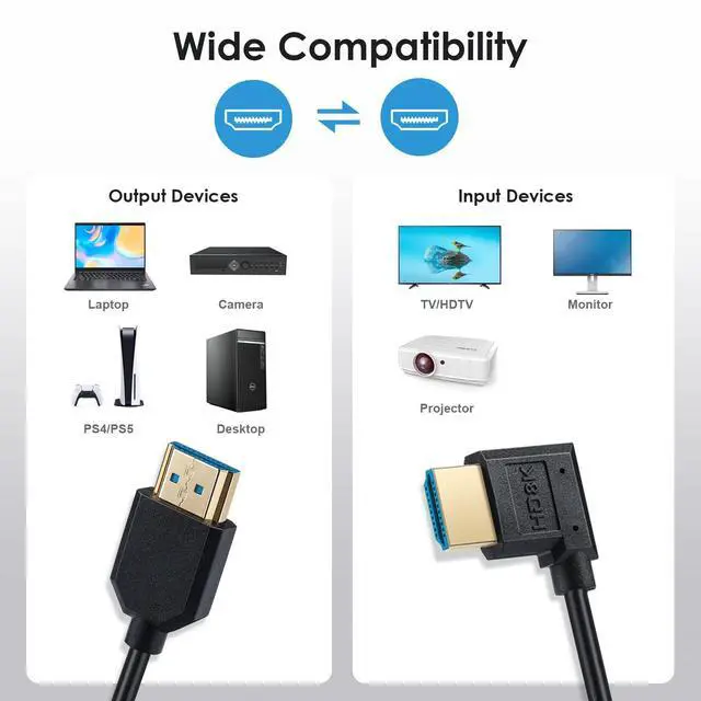 Alt view image 6 of 7 - BUCIER 8K HDMI Extension Cable, 4Ft Coiled HDMI 2.1 Male to Female 90 Degree Angle Spiral Extender Cord, High Speed Supports 48Gbps 8K@60 for Camera, Camcorder, Monitor TV, PC and More (Right Angle)