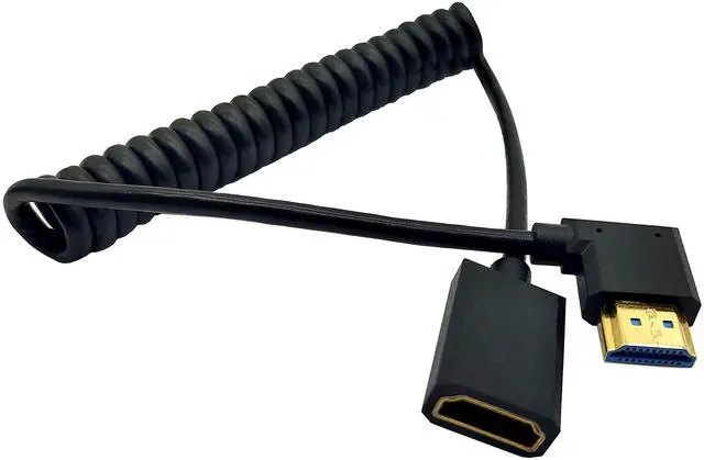 Alt view image 7 of 7 - BUCIER 8K HDMI Extension Cable, 4Ft Coiled HDMI 2.1 Male to Female 90 Degree Angle Spiral Extender Cord, High Speed Supports 48Gbps 8K@60 for Camera, Camcorder, Monitor TV, PC and More (Right Angle)