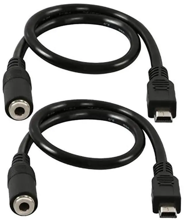 Main image of BUCIER (2-Pack) Mini USB Male to 3.5mm Female Audio Cable for Active Clip Mic Microphone Adapter Cord-1Feet