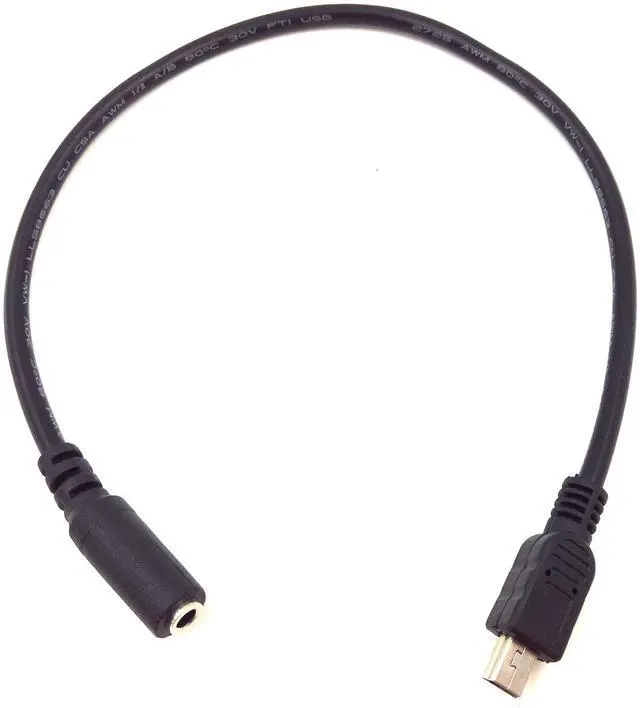 Alt view image 6 of 6 - BUCIER (2-Pack) Mini USB Male to 3.5mm Female Audio Cable for Active Clip Mic Microphone Adapter Cord-1Feet