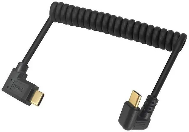 Main image of BUCIER USB C Coiled U Shaped Cable, 180 Degree USB 3.1 Type C Male to Male Spring Spiral Cable, 3A 10Gbps Fast Charging and Data Extension Cable, Stretched 4FT/1.2M (U Shaped/Left & Right)