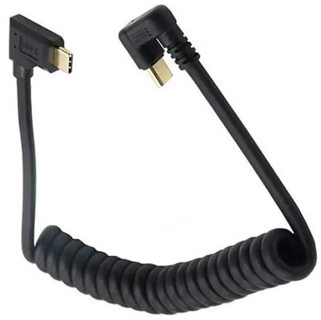 Alt view image 3 of 3 - BUCIER USB C Coiled U Shaped Cable, 180 Degree USB 3.1 Type C Male to Male Spring Spiral Cable, 3A 10Gbps Fast Charging and Data Extension Cable, Stretched 4FT/1.2M (U Shaped/Left & Right)