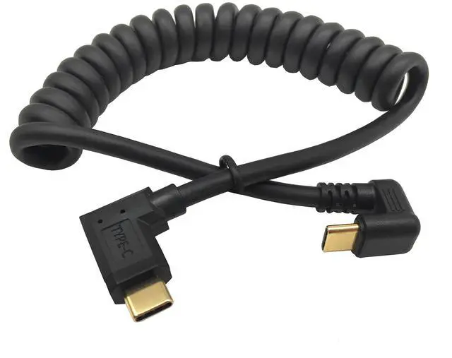 Alt view image 2 of 3 - BUCIER USB C Coiled U Shaped Cable, 180 Degree USB 3.1 Type C Male to Male Spring Spiral Cable, 3A 10Gbps Fast Charging and Data Extension Cable, Stretched 4FT/1.2M (U Shaped/Left & Right)